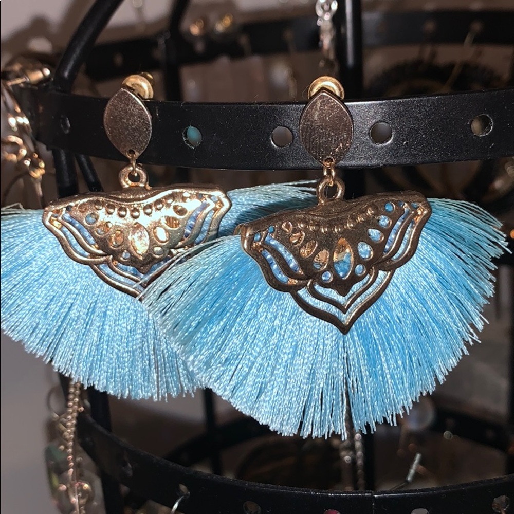 Blue statement earrings